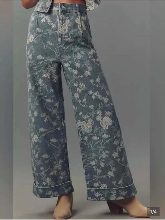 Pilcro Denim - Pilcro The Leon Double Hem High-Rise Wide-Leg Cuffed Jeans size 27 NWT